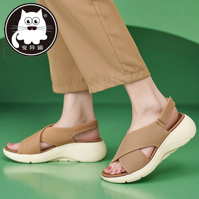变异猫2026新款厚底度假凉鞋轻便防滑舒适休闲运动魔术贴MD女鞋潮