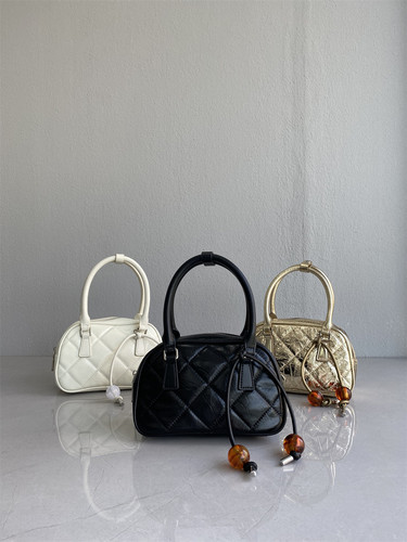 头层牛皮保龄球包2024新款小众