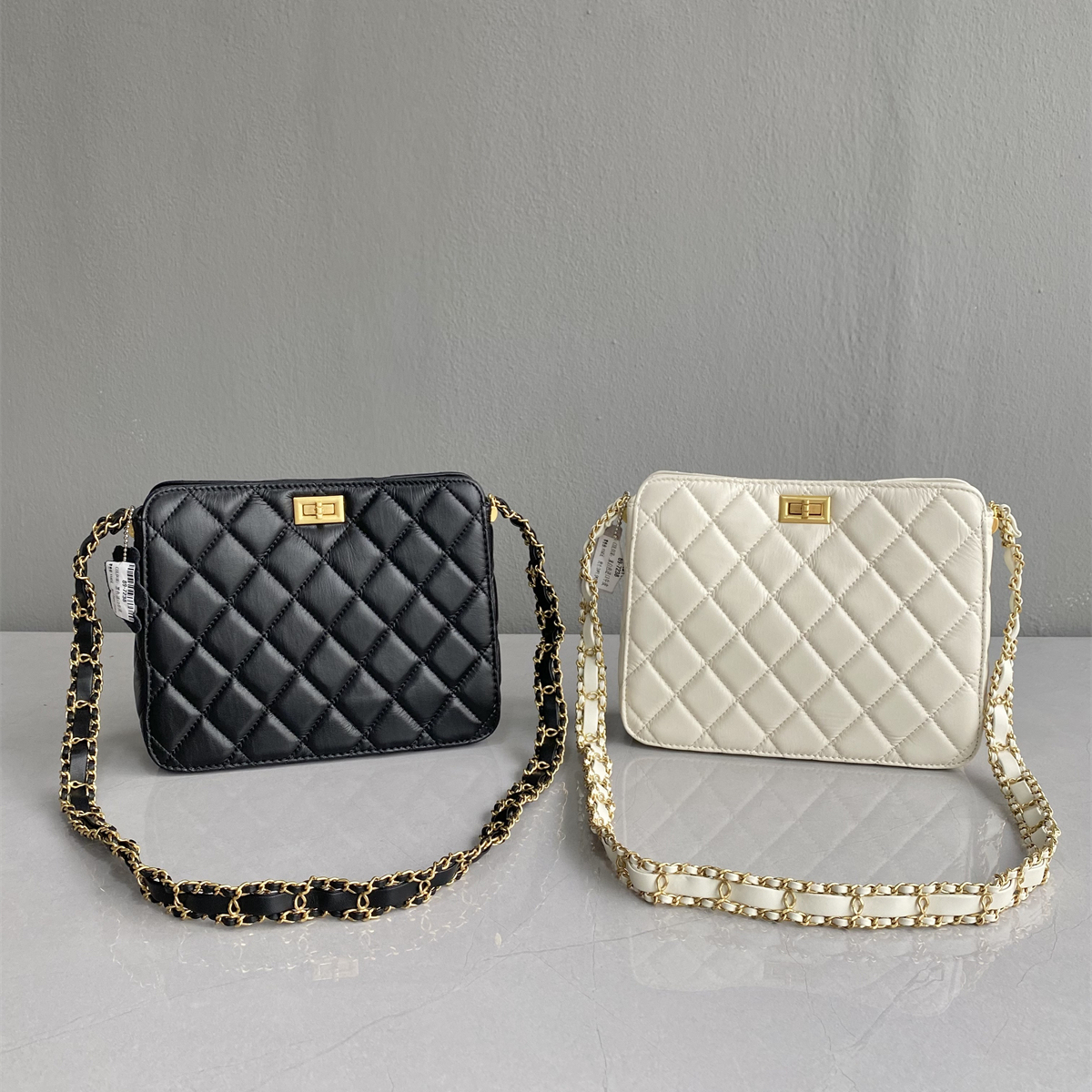 时尚款小牛皮洋气轻奢菱格链条包