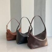 平替款 捡漏正价400 原创植鞣牛皮复古风小众慵懒风Hobo腋下包