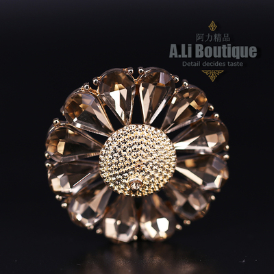 花瓣水钻羊绒裘皮领口装饰纽扣