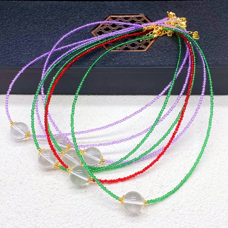 白水晶尖晶锁骨链项链颈链手工细款小饰品女款手工串珠原创百搭,饰品/流行首饰/时尚饰品新,项链,淘宝优惠券,粉丝福利购,淘宝优惠卷