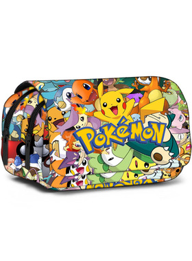 现货Pokémon口袋妖怪印花双层笔袋宠物精灵皮卡丘中小学生文具袋