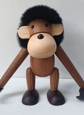摆件北欧丹麦设计长毛猴木偶