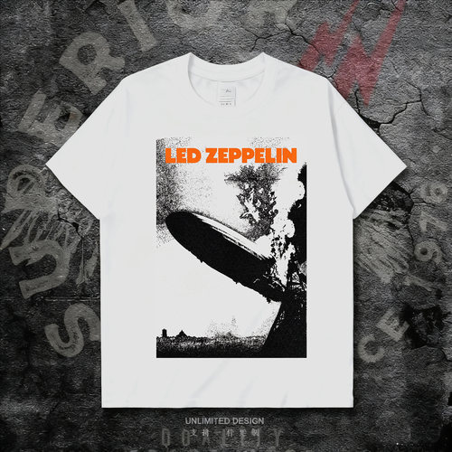 欧美摇滚Led Zeppelin齐柏林飞艇乐队印花纯棉宽松短袖T恤男女夏