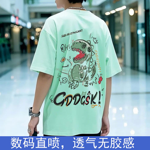 美式印花短袖t恤帅气夏男青少年