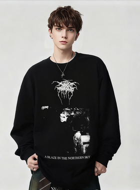 Darkthrone乐队周边印花高街风黑色长袖T恤男纯棉宽松上衣潮春秋