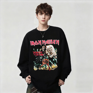 Iron T恤男女宽松纯棉上衣打底春秋 Maiden铁娘子乐队摇滚印花长袖