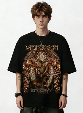 Djent鼻祖瑞典Meshuggah乐队男女纯棉宽松短袖T恤金属摇滚印花夏
