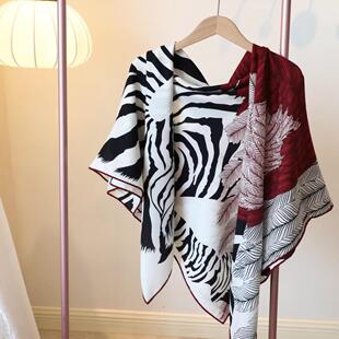 2024新款斑纹飞马大方巾丝巾围巾小红书同款