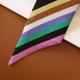 25新品黑白三彩老花波点18姆米樱桃真丝斜纹绸丝巾发带飘带小领巾