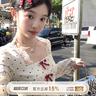复古气质衬衫 Acaine爱心甜豆 法式 短款 方领波点上衣女春季