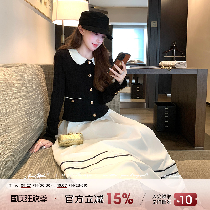 珍妮香香miu系娃娃领针织开衫