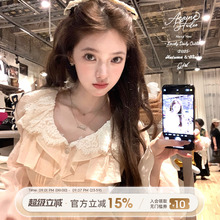 Acaine泡芙欧蕾/短款甜美重工半身裙奶油蕾丝荷叶边衬衫蛋糕裙