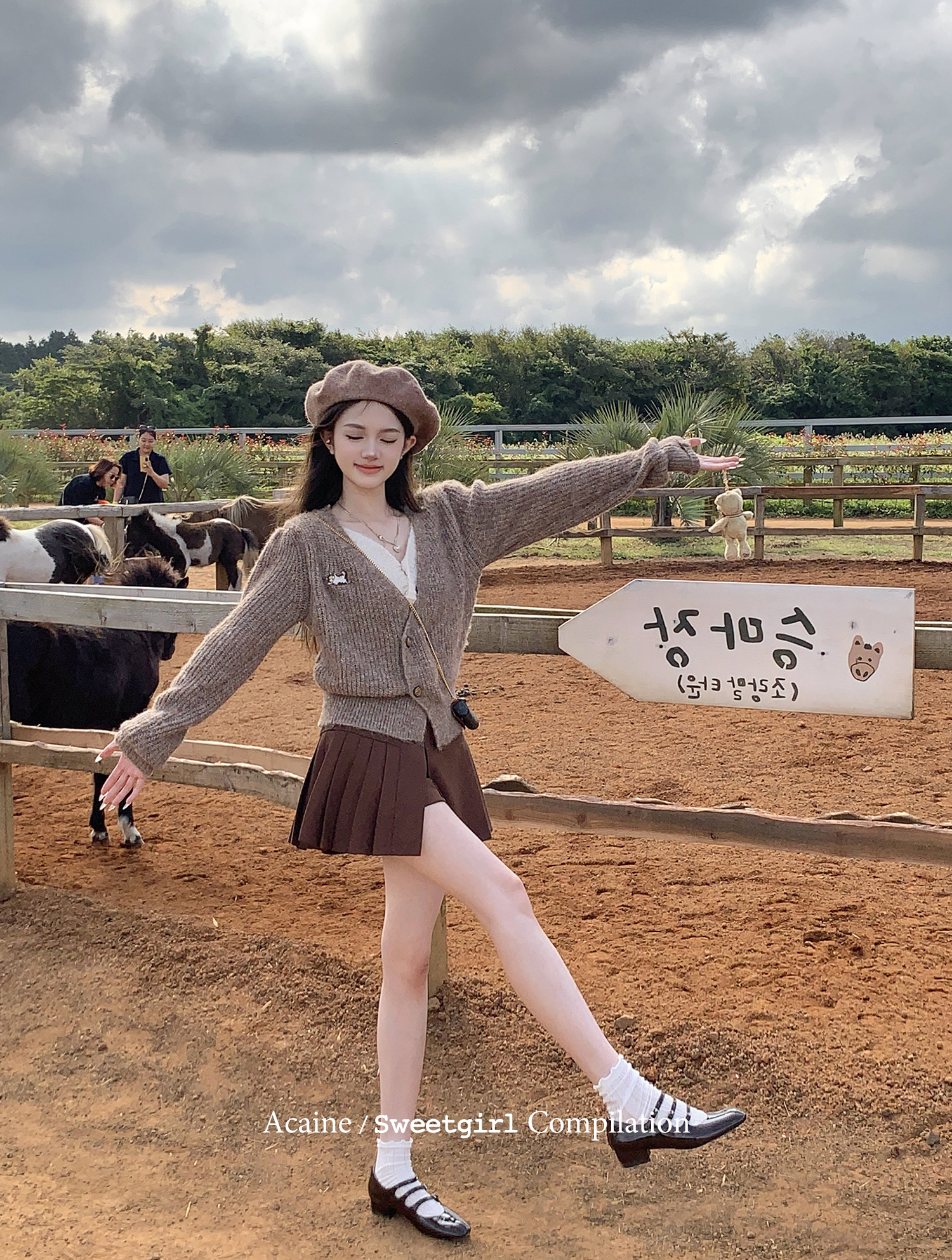 Acaine阿彩呢【醇醇摩卡】A字百褶裙裤学院半身裙2023新款女秋款