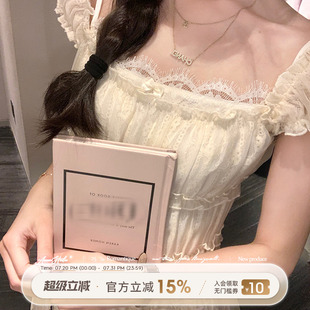 法式 Acaine月光白茶 蕾丝打揽连衣裙女夏季 长款 裙子 方领小飞袖
