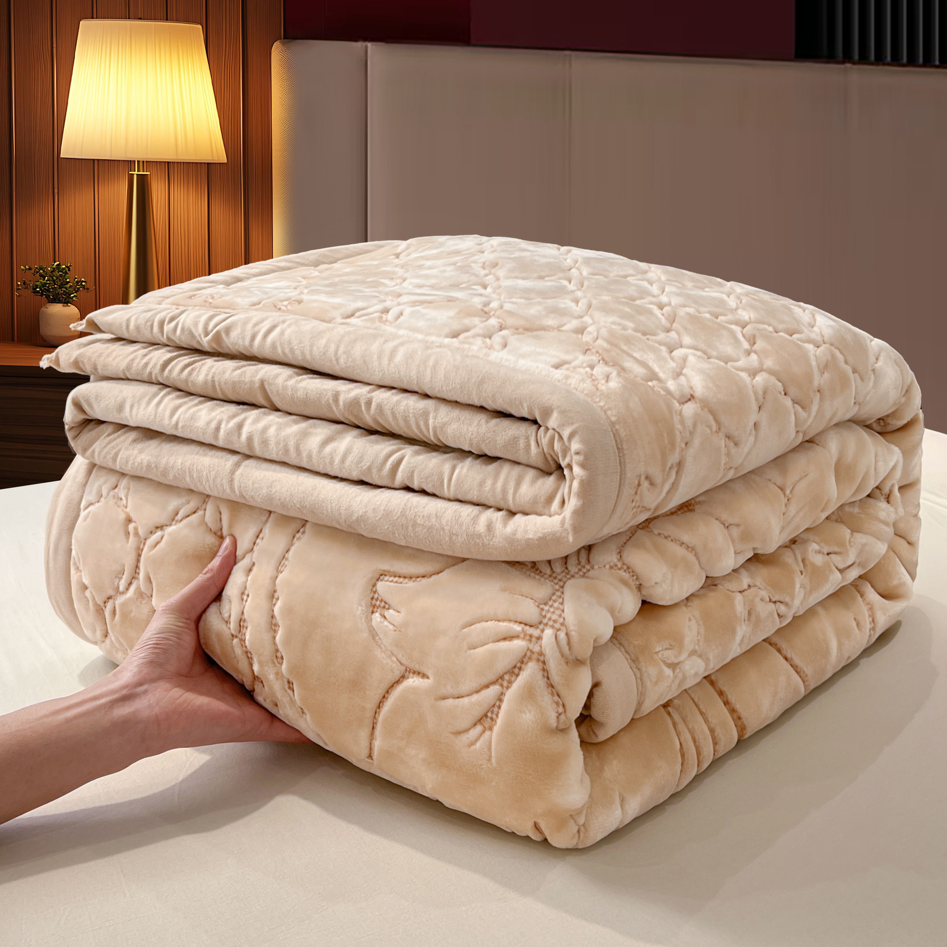 新款加厚仿刺绣毛毯保暖冬季盖毯高级感拉舍尔双人结婚超柔云毯子,床上用品,休闲毯/毛毯/绒毯,淘宝优惠券,粉丝福利购,淘宝优惠卷