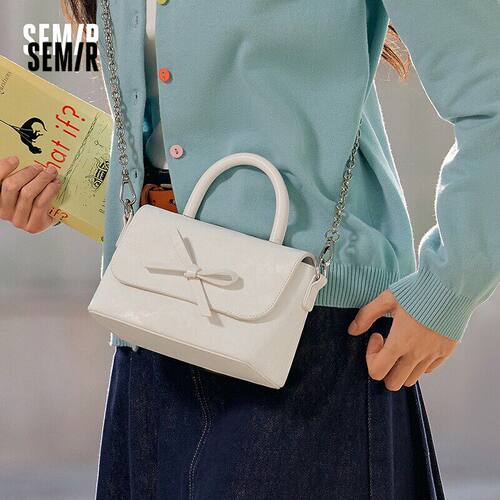 森马包包女小方包蝴蝶结手提包2025新款单肩包百搭通勤斜挎包学生