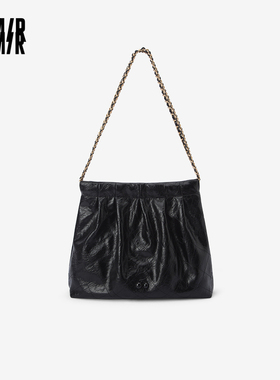 森马包包单肩包女2024新款设计感褶皱菱格链条包优雅大容量手提包