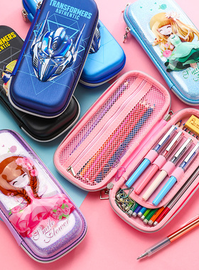 EVA文具盒3D笔盒女孩花花姑娘笔袋学生男孩变形金刚防水防摔铅笔盒超大容量笔盒学生创意笔袋可爱卡通小清新