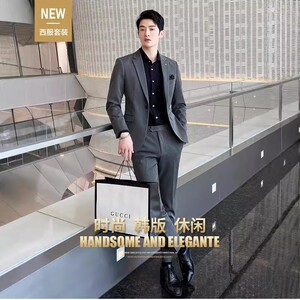 西服套装男士春秋款韩版商务正装高档休闲小西装男修身时尚外套