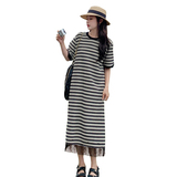 现货主推2024夏季新款条纹流苏连衣裙160-5346-P105控158，女装连衣裙，浙宝160