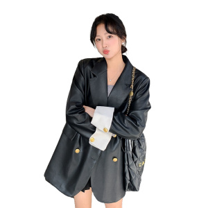 长袖春秋皮衣设计感款西服炸街时尚小西装宽松春秋气质网红短款图片
