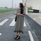 现货主推2024夏季新款条纹流苏连衣裙160-5346-P105控158，女装连衣裙，浙宝160