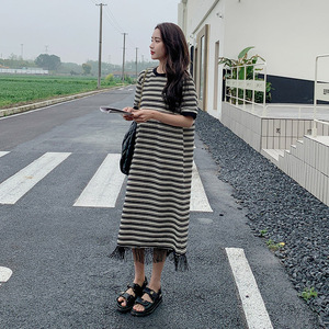 现货主推 2024夏季新款条纹流苏连衣裙 160-5346-P105控158图片