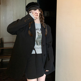 韩版黑色西装外套女春秋2025新款高级感设计小众休闲廓形宽松西服，女装西装，浙宝160