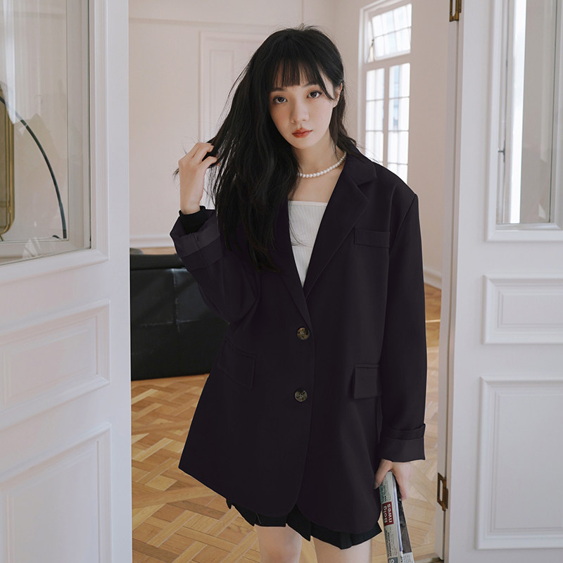 韩版绿色西装外套女早春秋2025新款高级感休闲气质垫肩宽松小西服,女装西装,浙宝160