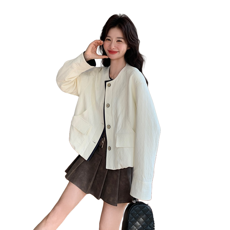 韩系穿搭撞色拼接外套女2025春季新款小个子时尚百搭休闲宽松上衣,女装短外套,浙宝160