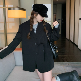 韩版黑色西装外套女春秋2025新款高级感设计小众休闲廓形宽松西服，女装西装，浙宝160