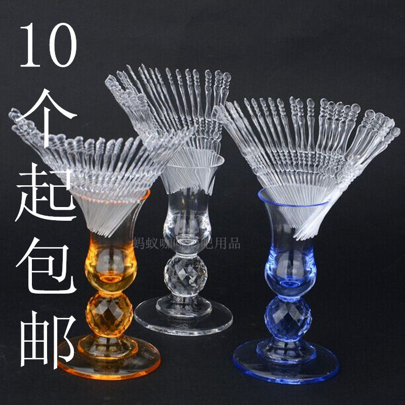 果叉杯 果叉座 竹节水果签杯 压克力透明酒杯 KTV酒店 果签座果叉
