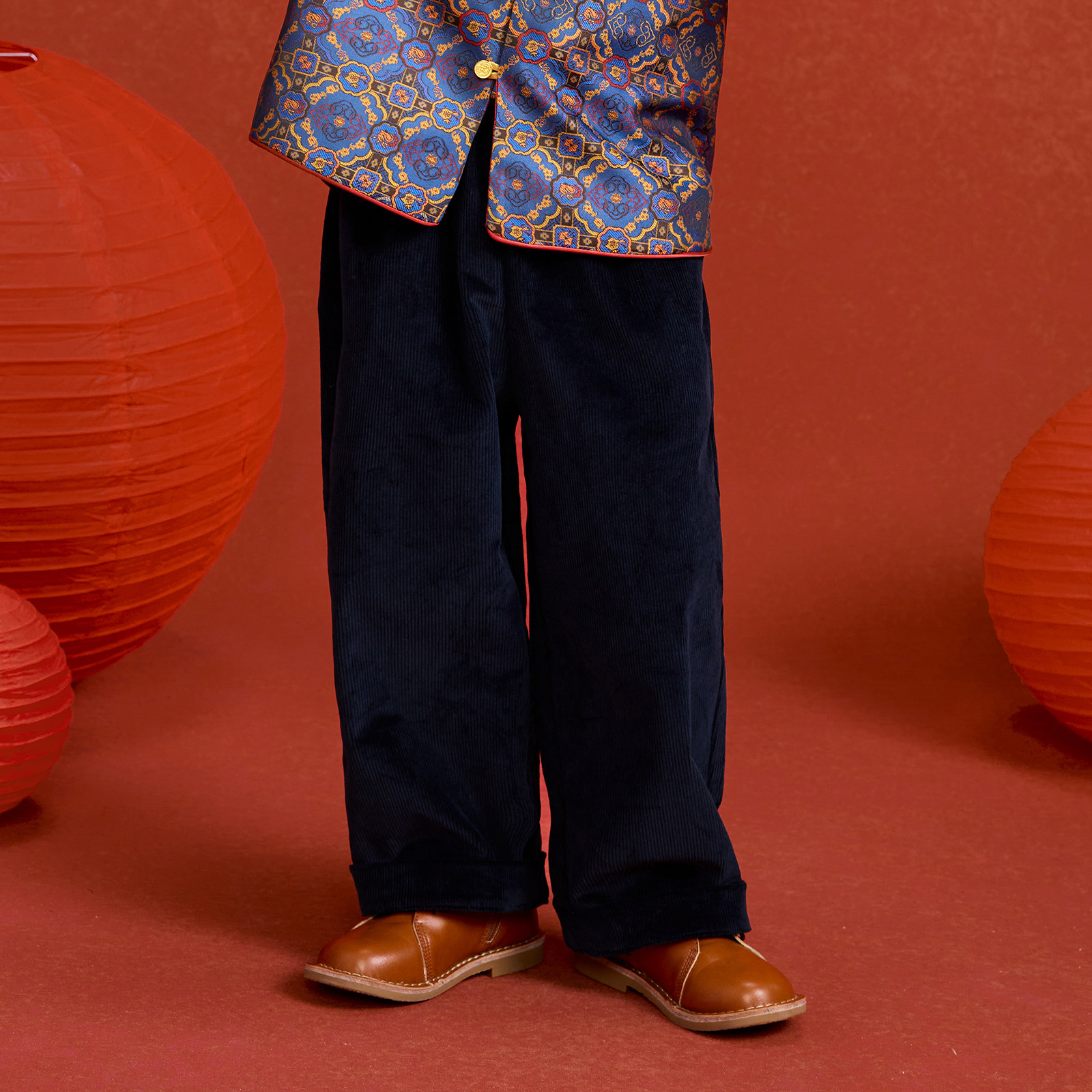 三色 儿童灯芯绒复古有弹长裤 男女童纯棉春秋直筒百搭休闲锥形裤