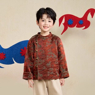 兴业堂「驭长风」26马年油丝香云纱中式拜年服汉元素上衣男童国风