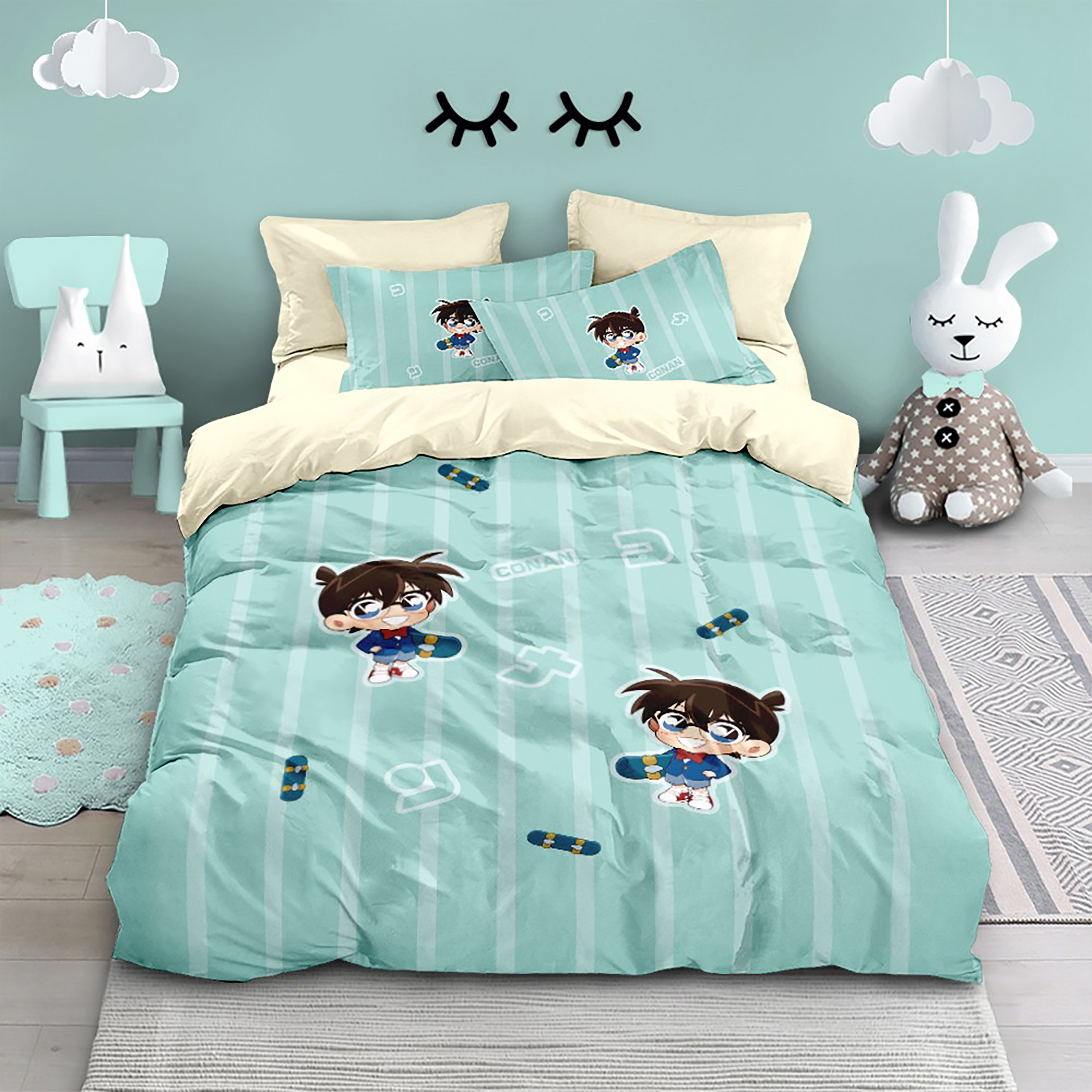 怪盗基德纯棉被套床单四件套100%全棉柯男孩儿童学生床品三件套南,床上用品,床品套件/四件套/多件套,淘宝优惠券,粉丝福利购,淘宝优惠卷