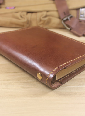 包邮纯手工缝线头层牛皮双层笔记本活页夹会议复古硬面抄手帐外壳