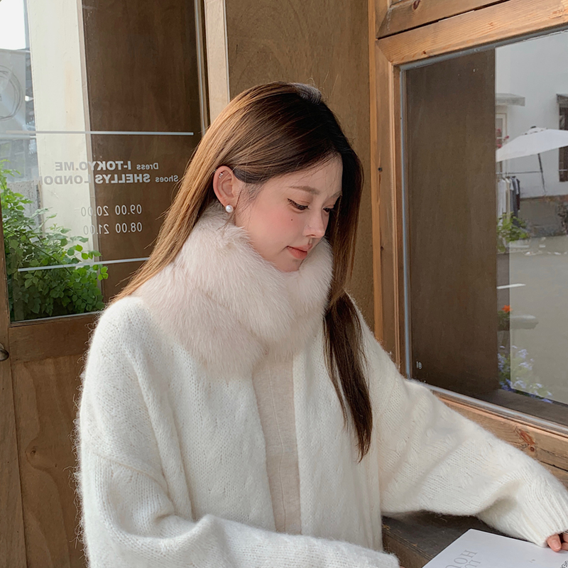 秋冬好搭配真狐狸毛领围巾女保暖搭配B备磁吸扣设计双面皮草围脖