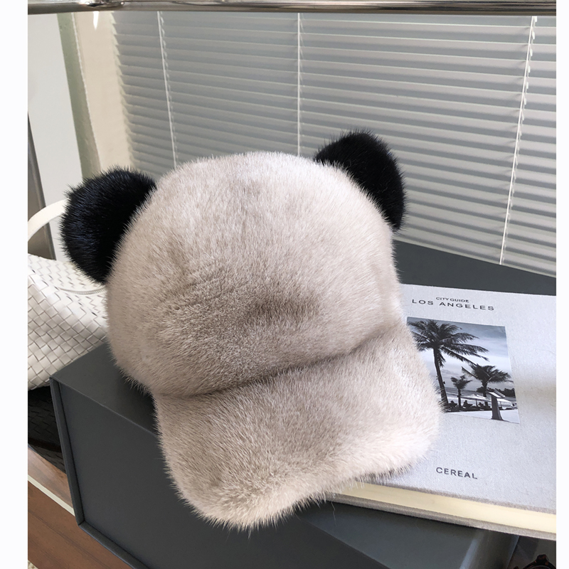 貂皮帽子女冬季整貂可爱耳朵帽子