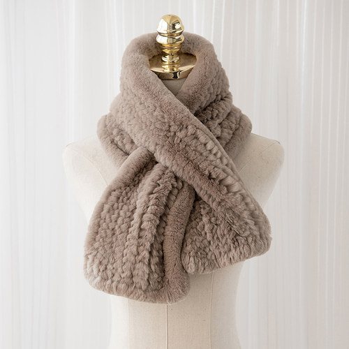 优雅型韩版獭兔毛皮草编织女围巾