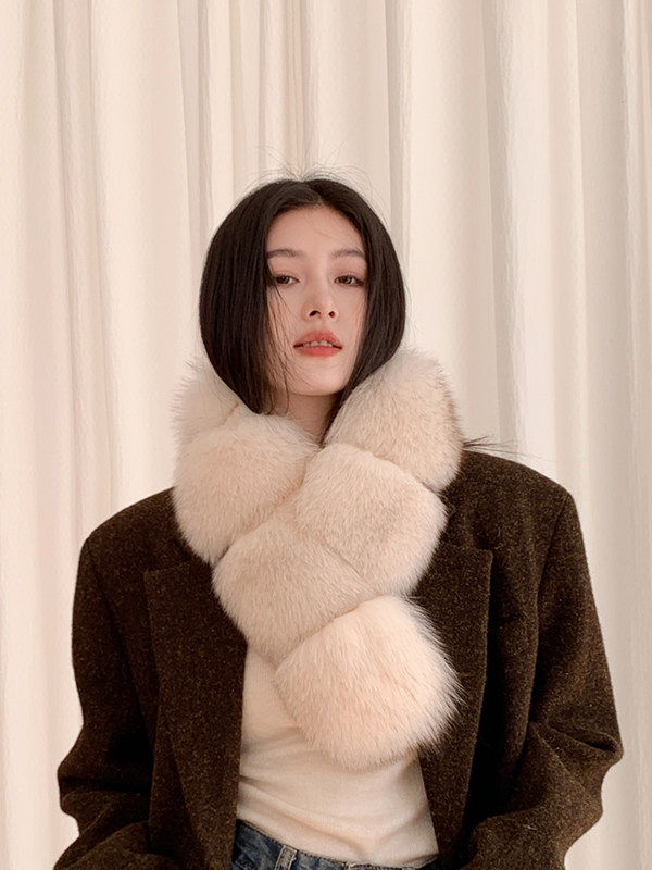 秋冬双面狐狸毛围巾韩版气质