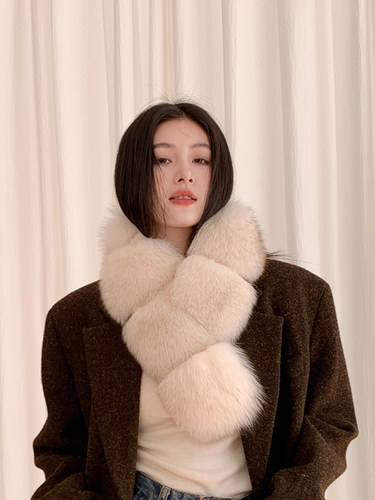 秋冬双面狐狸毛围巾韩版气质