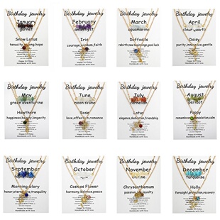 跨境新款多层青金碎石项链原创12月份玫瑰花花语不锈钢锆石颈链女