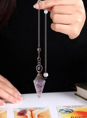 外贸新品古银七彩水晶钟摆半宝石