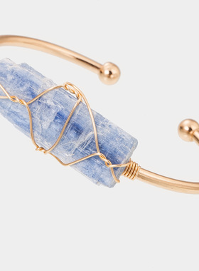 天然水晶原石萤石绕线手镯bangle