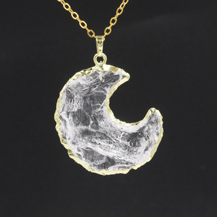 星星月亮切面吊坠白水晶黑曜石欧美流行跨境电商亚马逊eBay新品