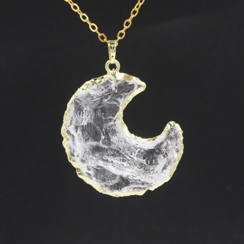 星星月亮切面吊坠白水晶