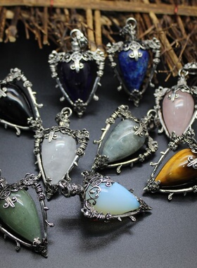 瓶子水滴拉长石水晶灵摆吊坠精品流行摆件项饰挂饰天然石外贸饰品