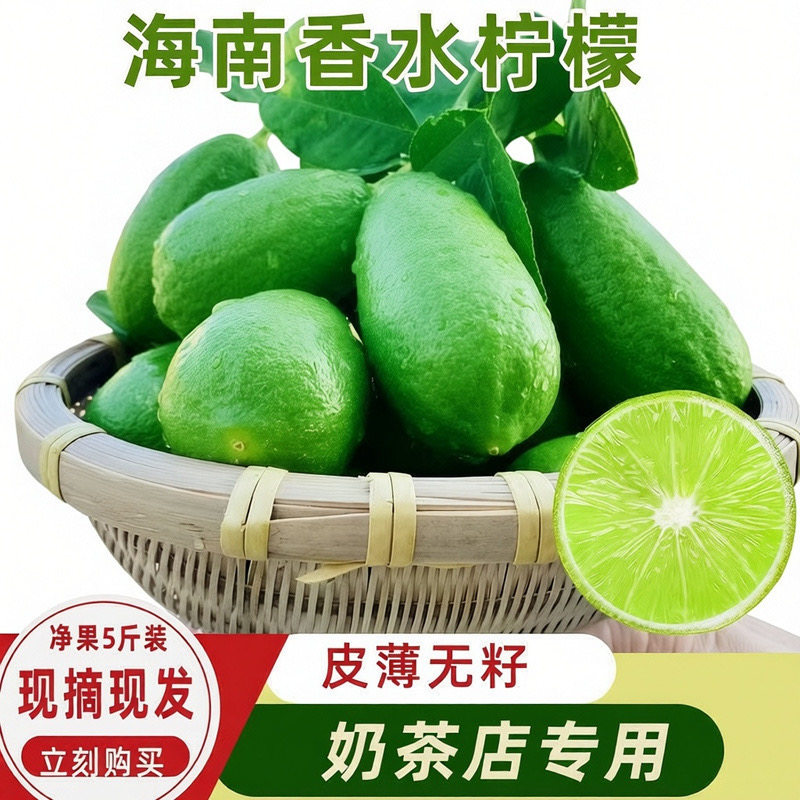 海南无籽香水青柠檬皮薄多汁小果精选一级果类新鲜柠檬奶茶店专用